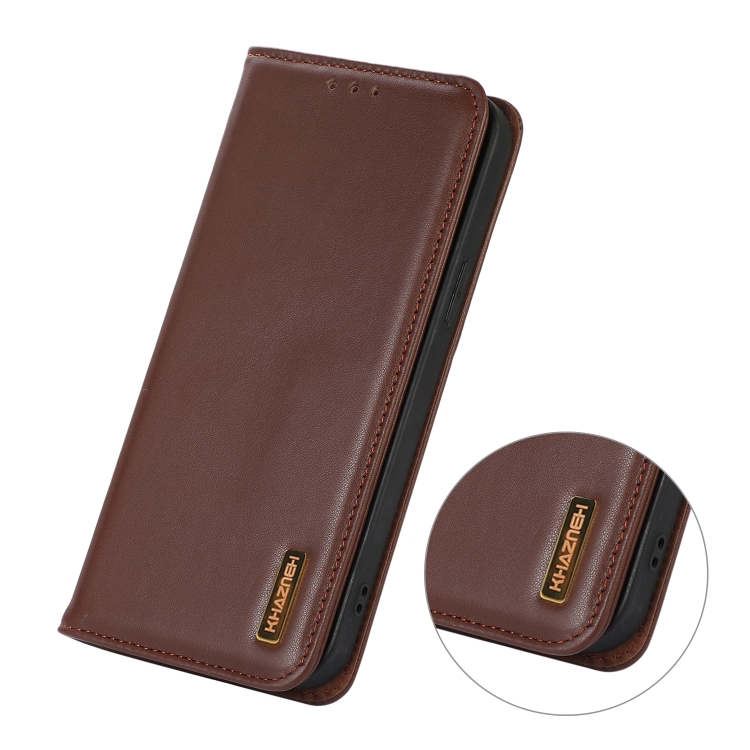 For Samsung Galaxy S23+ 5G KHAZNEH Nappa Top Layer Cowhide Leather Phone Case(Brown)