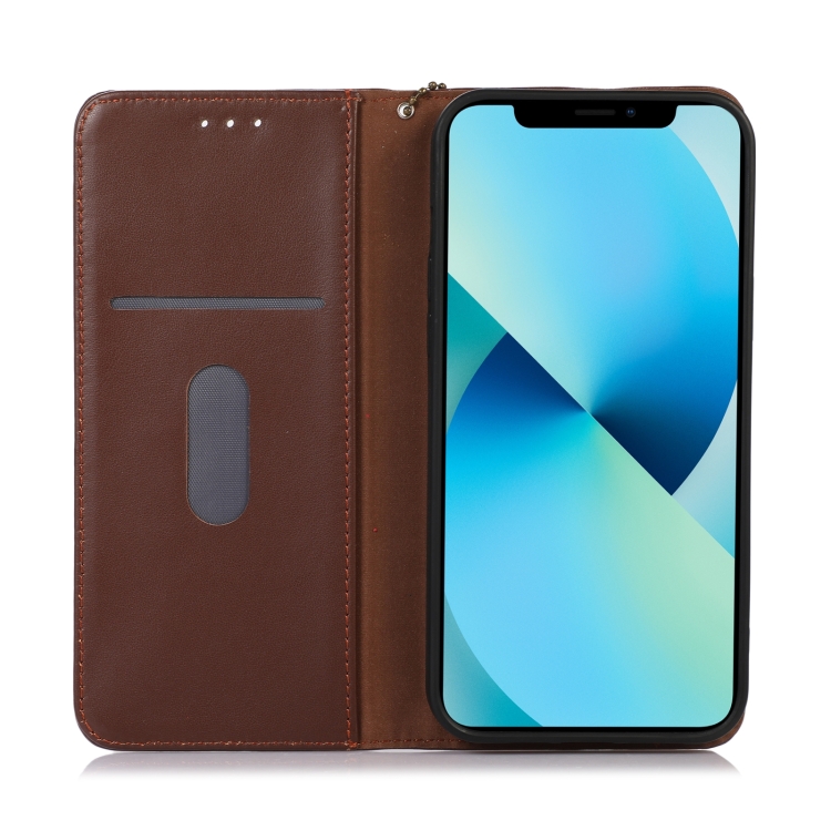 For Samsung Galaxy S23+ 5G KHAZNEH Nappa Top Layer Cowhide Leather Phone Case(Brown)