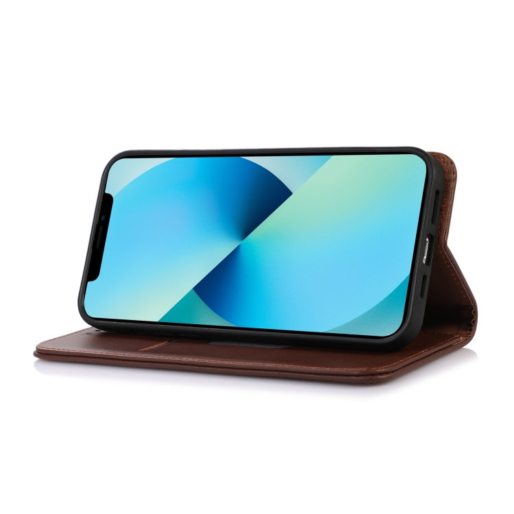 For Samsung Galaxy S23+ 5G KHAZNEH Nappa Top Layer Cowhide Leather Phone Case(Brown)