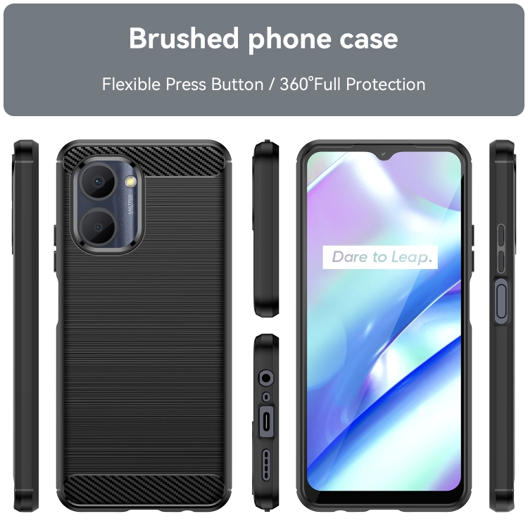 For Realme C53 Brushed Texture Carbon Fiber TPU Phone Case(Black)