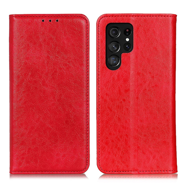 For Samsung Galaxy S23 Ultra 5G Magnetic Crazy Horse Texture Horizontal Flip PU Phone Case(Red) For Samsung Galaxy S23 Ultra 5G Magnetic Crazy Horse Texture Horizontal Flip PU Phone Case(Red)
