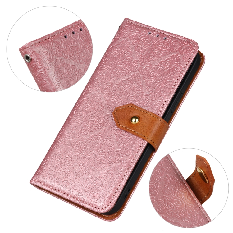 For Samsung Galaxy S23+ 5G European Floral Embossed Copper Buckle PU Phone Case(Pink) For Samsung Galaxy S23+ 5G European Floral Embossed Copper Buckle PU Phone Case(Pink)