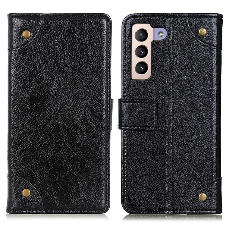 For Samsung Galaxy S23+ 5G Copper Buckle Nappa Texture Horizontal Flip Leather Phone Case(Black)