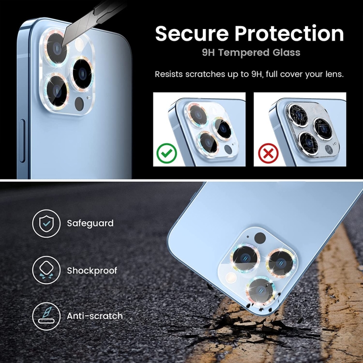 For iPhone 14 Glitter Ring Tempered Glass Camera Lens Film(Black) For iPhone 14 Glitter Ring Tempered Glass Camera Lens Film(Black)