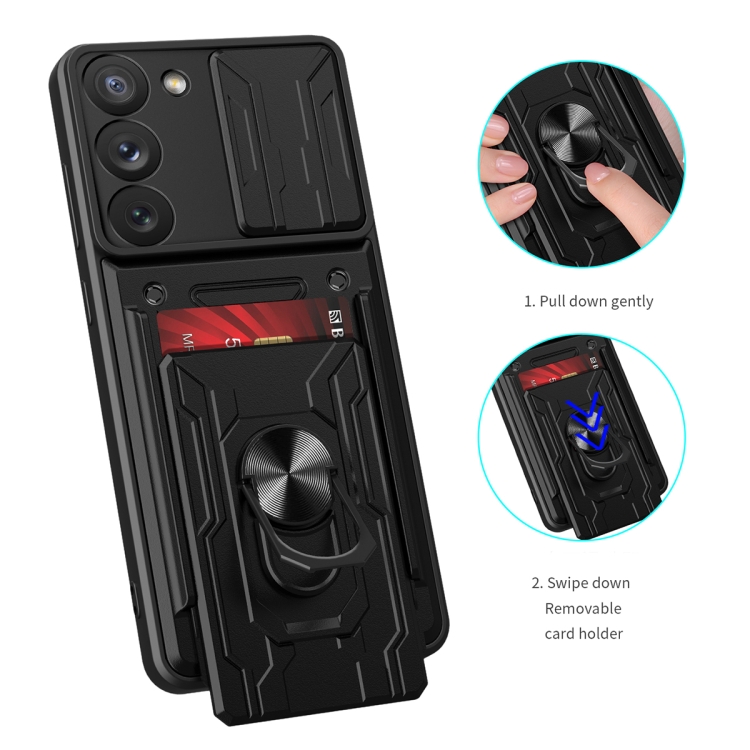 For Samsung Galaxy S23+ 5G Sliding Camshield TPU+PC Phone Case with Card Slot(Blue) For Samsung Galaxy S23+ 5G Sliding Camshield TPU+PC Phone Case with Card Slot(Blue)