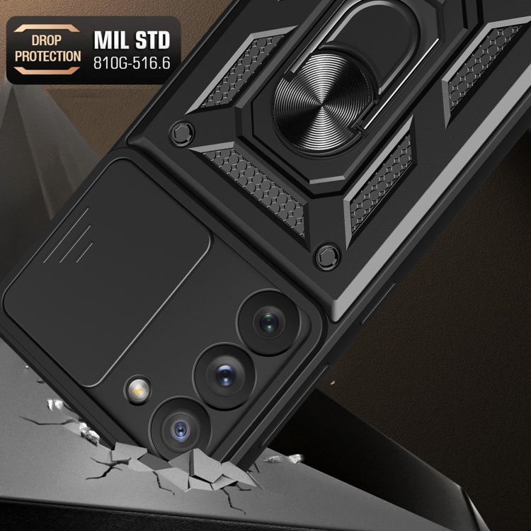 For Samsung Galaxy S23+ 5G Sliding Camera Cover Design TPU+PC Phone Case(Black)