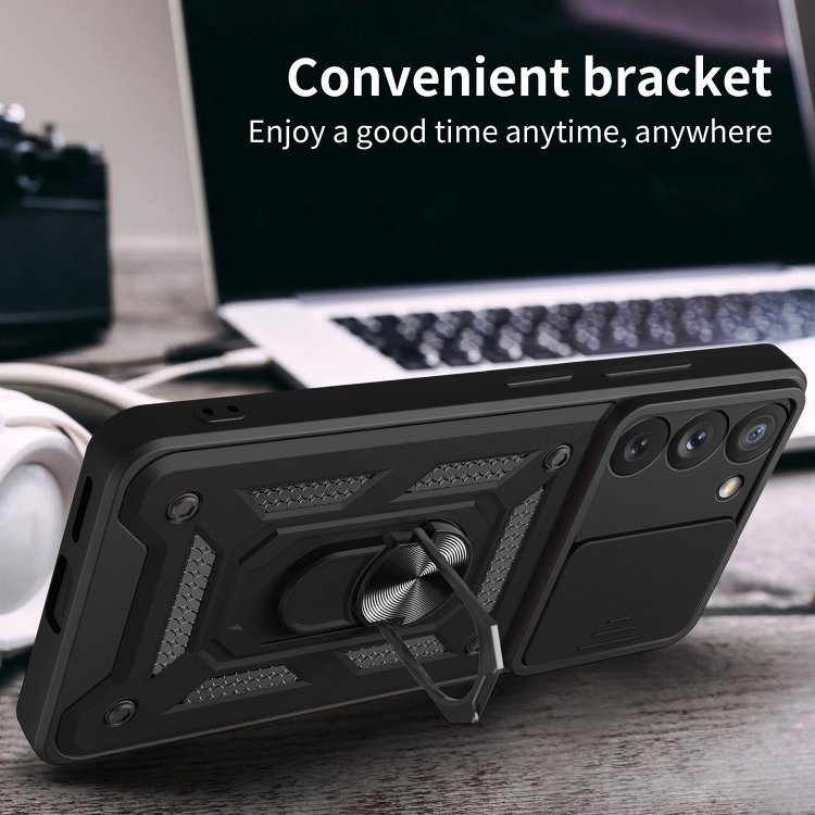 For Samsung Galaxy S23+ 5G Sliding Camera Cover Design TPU+PC Phone Case(Black)