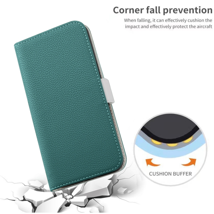For Samsung Galaxy S23+ 5G Candy Color Litchi Texture Leather Phone Case(Dark Green)