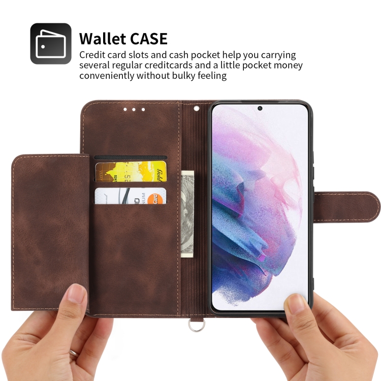 For Samsung Galaxy S22 5G Skin-feel Flowers Embossed Wallet Leather Phone Case(Brown) For Samsung Galaxy S22 5G Skin-feel Flowers Embossed Wallet Leather Phone Case(Brown)