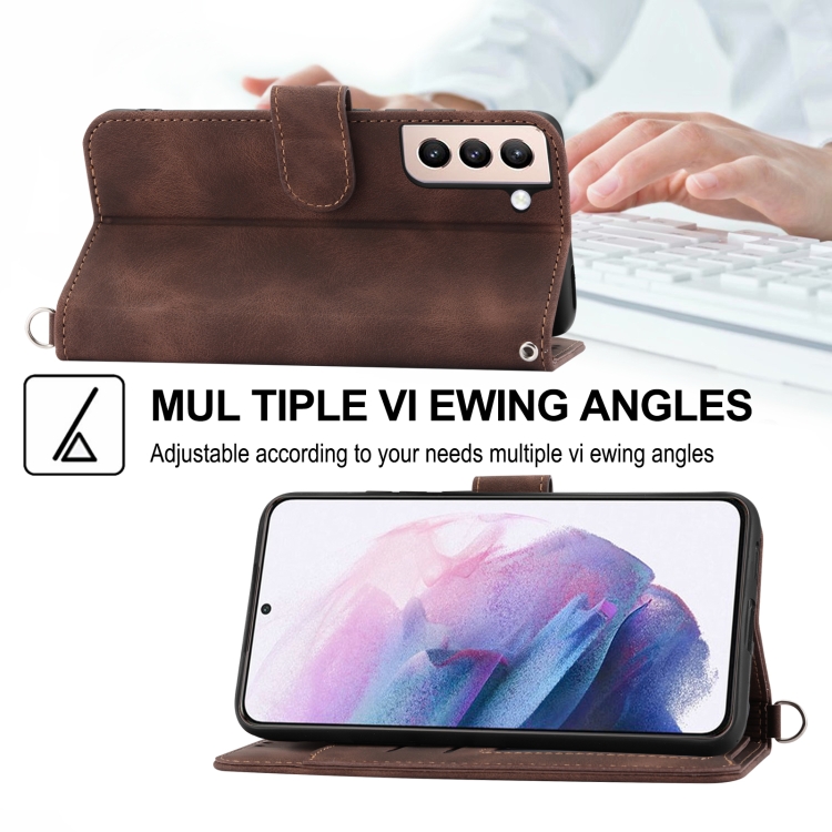 For Samsung Galaxy S22 5G Skin-feel Flowers Embossed Wallet Leather Phone Case(Brown) For Samsung Galaxy S22 5G Skin-feel Flowers Embossed Wallet Leather Phone Case(Brown)