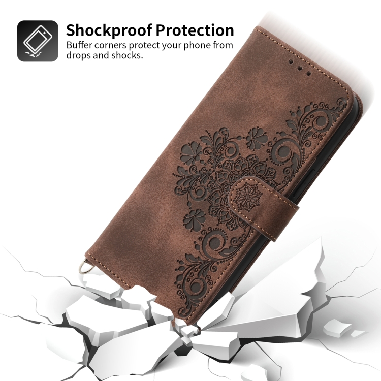 For Samsung Galaxy S22 Ultra 5G Skin-feel Flowers Embossed Wallet Leather Phone Case(Brown) For Samsung Galaxy S22 Ultra 5G Skin-feel Flowers Embossed Wallet Leather Phone Case(Brown)