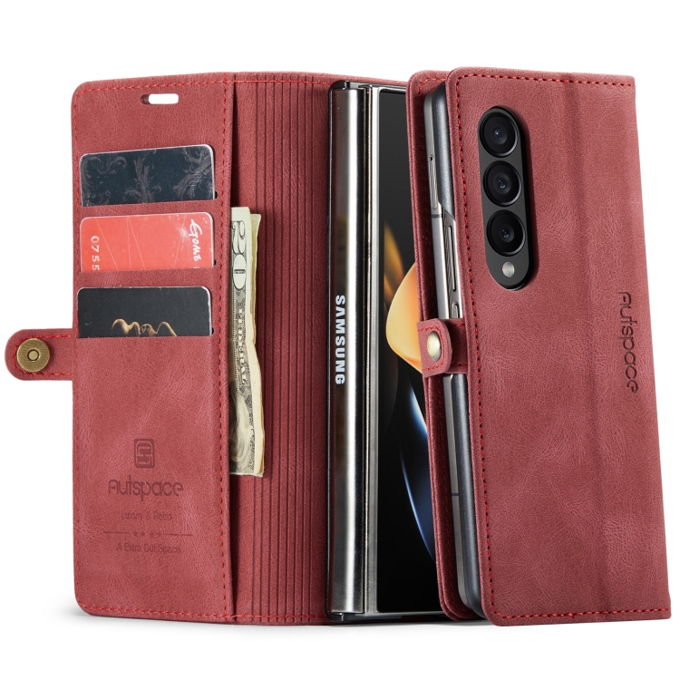 For Samsung Galaxy Z Fold4 AutSpace A01 Retro Skin-feel Crazy Horse RFID Leather Phone Case(Wine Red) For Samsung Galaxy Z Fold4 AutSpace A01 Retro Skin-feel Crazy Horse RFID Leather Phone Case(Wine Red)