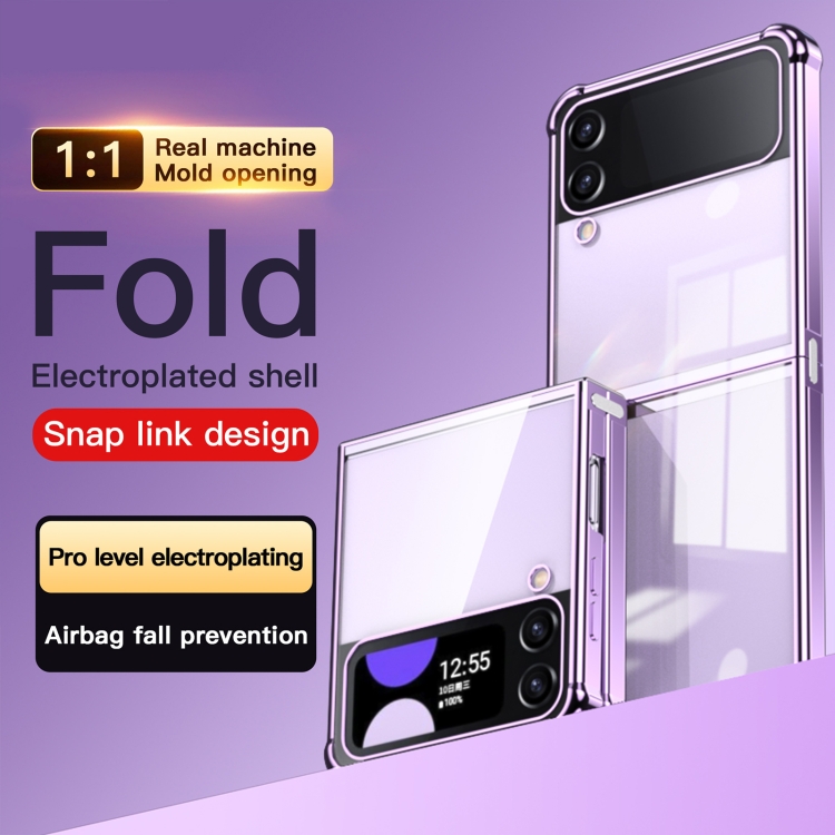 For Samsung Galaxy Z Flip4 Electroplating Airbag Shockproof Folding Phone Case(Purple) For Samsung Galaxy Z Flip4 Electroplating Airbag Shockproof Folding Phone Case(Purple)