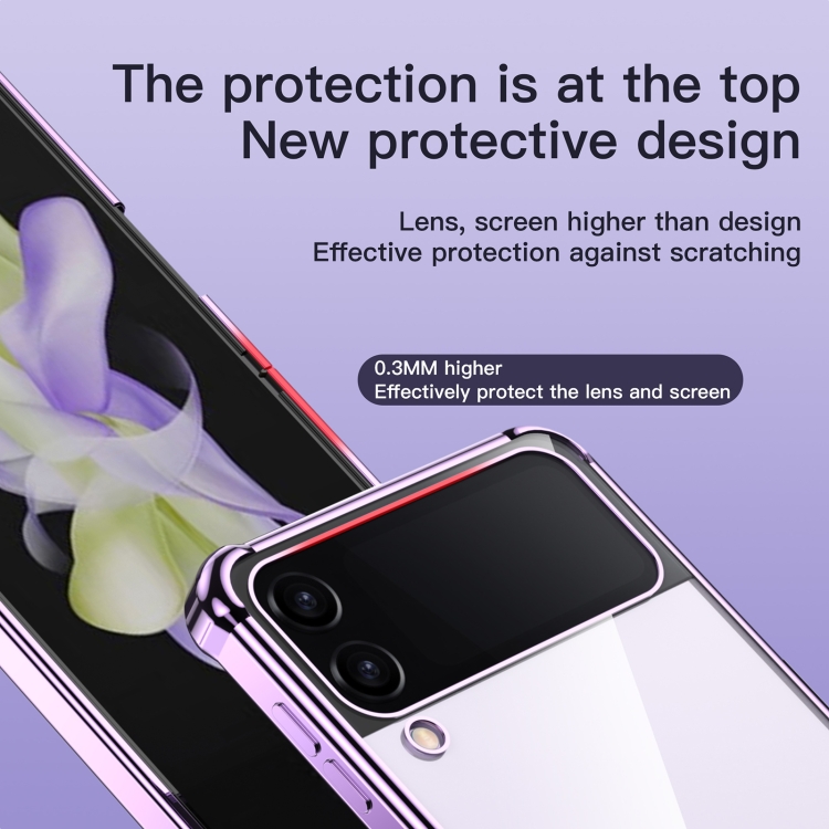 For Samsung Galaxy Z Flip4 Electroplating Airbag Shockproof Folding Phone Case(Purple) For Samsung Galaxy Z Flip4 Electroplating Airbag Shockproof Folding Phone Case(Purple)