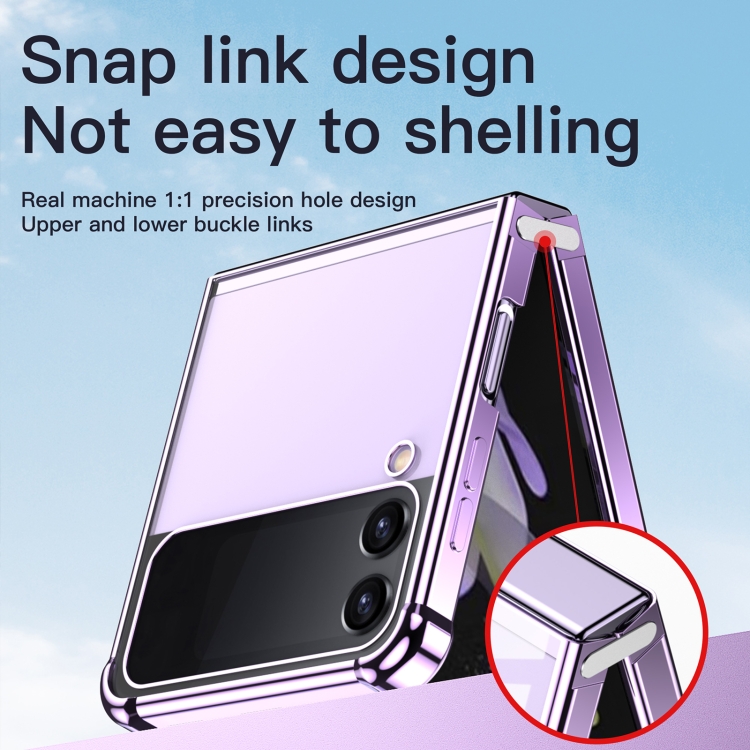 For Samsung Galaxy Z Flip4 Electroplating Airbag Shockproof Folding Phone Case(Purple) For Samsung Galaxy Z Flip4 Electroplating Airbag Shockproof Folding Phone Case(Purple)