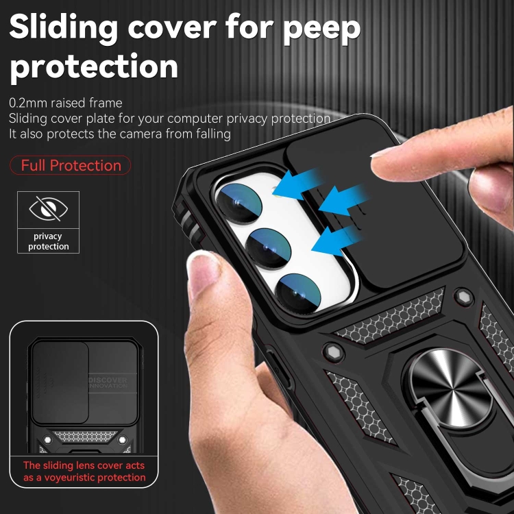 For Samsung Galaxy S23+ 5G Sliding Camshield Holder Phone Case(Black)