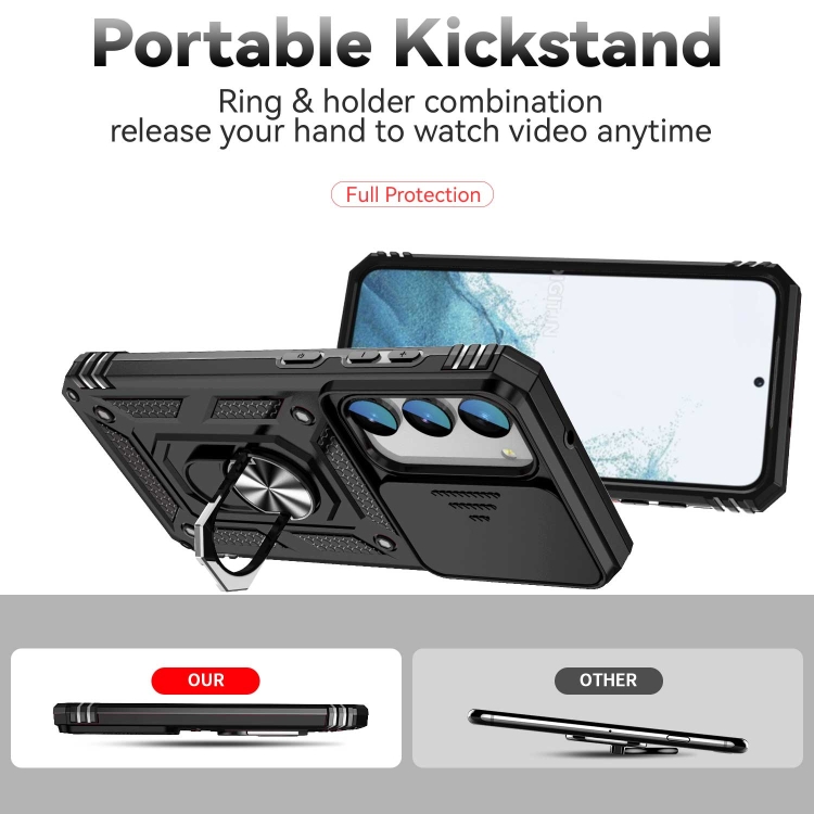 For Samsung Galaxy S23+ 5G Sliding Camshield Holder Phone Case(Black)