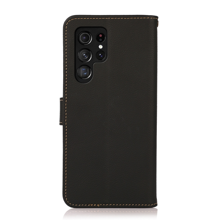 For Samsung Galaxy S23 Ultra 5G KHAZNEH Custer Genuine Leather RFID Phone Case(Black) For Samsung Galaxy S23 Ultra 5G KHAZNEH Custer Genuine Leather RFID Phone Case(Black)