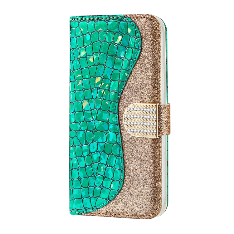 For Samsung Galaxy S23 Ultra 5G Laser Glitter Powder Crocodile Texture Leather Phone Case(Green) For Samsung Galaxy S23 Ultra 5G Laser Glitter Powder Crocodile Texture Leather Phone Case(Green)