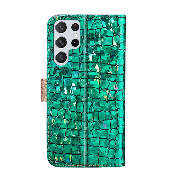 For Samsung Galaxy S23 Ultra 5G Laser Glitter Powder Crocodile Texture Leather Phone Case(Green) For Samsung Galaxy S23 Ultra 5G Laser Glitter Powder Crocodile Texture Leather Phone Case(Green)