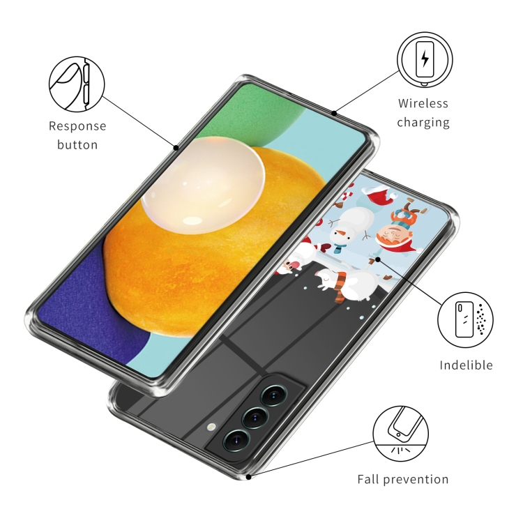 For Samsung Galaxy S22 5G Christmas Patterned Clear TPU Phone Cover Case(Fun Skating Rink) For Samsung Galaxy S22 5G Christmas Patterned Clear TPU Phone Cover Case(Fun Skating Rink)