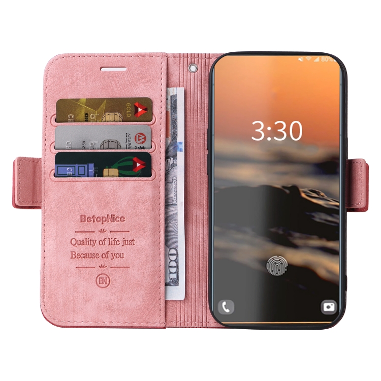 For Samsung Galaxy S23 Ultra 5G BETOPNICE Dual-side Buckle Leather Phone Case(Pink)
