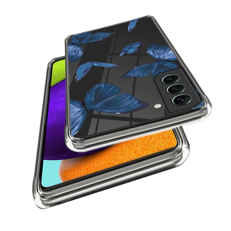 For Samsung Galaxy S23+ 5G Colored Drawing Clear TPU Phone Protective Case(Mirror Blue Butterfly) For Samsung Galaxy S23+ 5G Colored Drawing Clear TPU Phone Protective Case(Mirror Blue Butterfly)
