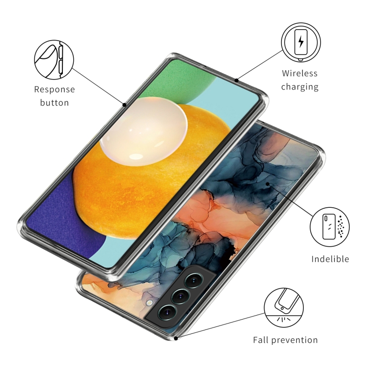 For Samsung Galaxy S23+ 5G Colored Drawing Clear TPU Phone Protective Case(Watercolor Blue Orange) For Samsung Galaxy S23+ 5G Colored Drawing Clear TPU Phone Protective Case(Watercolor Blue Orange)