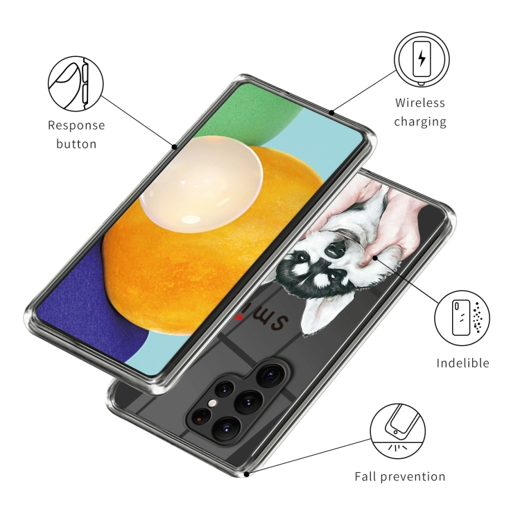 For Samsung Galaxy S23 Ultra 5G Colored Drawing Clear TPU Phone Protective Case(Pinch Face Dog) For Samsung Galaxy S23 Ultra 5G Colored Drawing Clear TPU Phone Protective Case(Pinch Face Dog)