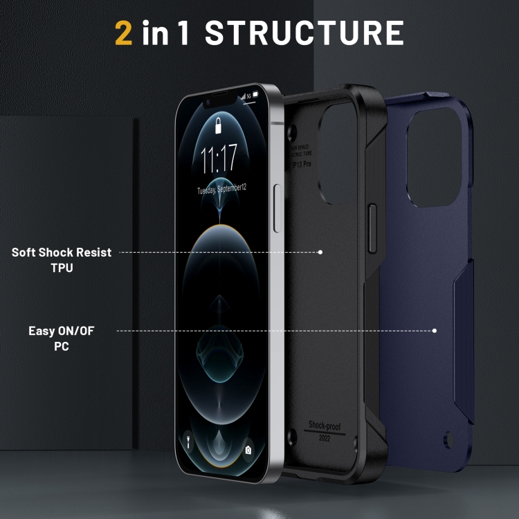 For iPhone 14 Pro 2 in 1 Soft TPU Hard PC Phone Case(Blue) For iPhone 14 Pro 2 in 1 Soft TPU Hard PC Phone Case(Blue)