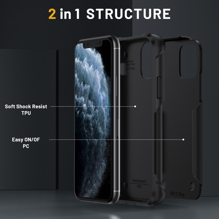 For iPhone 11 2 in 1 Soft TPU Hard PC Phone Case(Black) For iPhone 11 2 in 1 Soft TPU Hard PC Phone Case(Black)