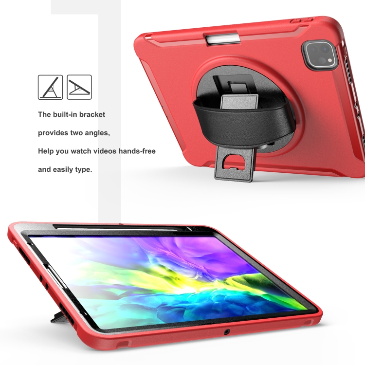 For iPad Pro 11 inch (2020) Shockproof Protective Tablet Case with Holder & Hand Strap & Pen Slot(Red) For iPad Pro 11 inch (2020) Shockproof Protective Tablet Case with Holder & Hand Strap & Pen Slot(Red)