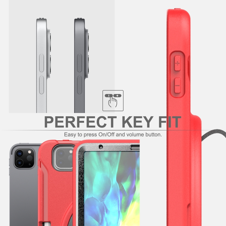 For iPad Pro 11 inch (2020) Shockproof Protective Tablet Case with Holder & Hand Strap & Pen Slot(Red) For iPad Pro 11 inch (2020) Shockproof Protective Tablet Case with Holder & Hand Strap & Pen Slot(Red)