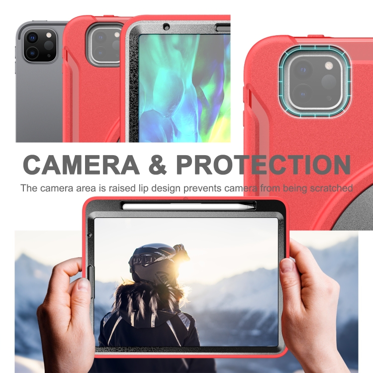 For iPad Pro 11 inch (2020) Shockproof Protective Tablet Case with Holder & Hand Strap & Pen Slot(Red) For iPad Pro 11 inch (2020) Shockproof Protective Tablet Case with Holder & Hand Strap & Pen Slot(Red)