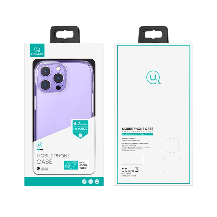 For iPhone 14 Plus USAMS US-BH808 Wingy Series Invisible Holder Phone Case(Transparent) For iPhone 14 Plus USAMS US-BH808 Wingy Series Invisible Holder Phone Case(Transparent)
