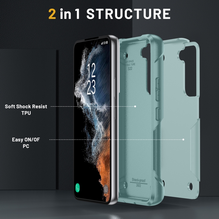For Samsung Galaxy S22 5G 2 in 1 Soft TPU Hard PC Phone Case(Light Green) For Samsung Galaxy S22 5G 2 in 1 Soft TPU Hard PC Phone Case(Light Green)