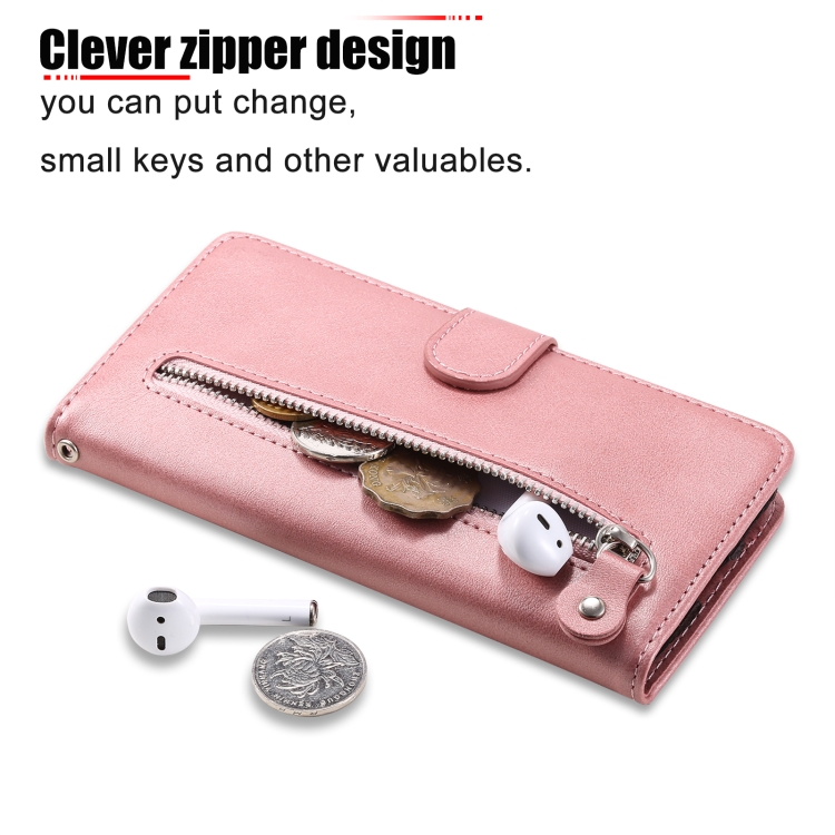 For Samsung Galaxy S23 Ultra 5G Calf Texture Zipper Leather Phone Case(Rose Gold) For Samsung Galaxy S23 Ultra 5G Calf Texture Zipper Leather Phone Case(Rose Gold)