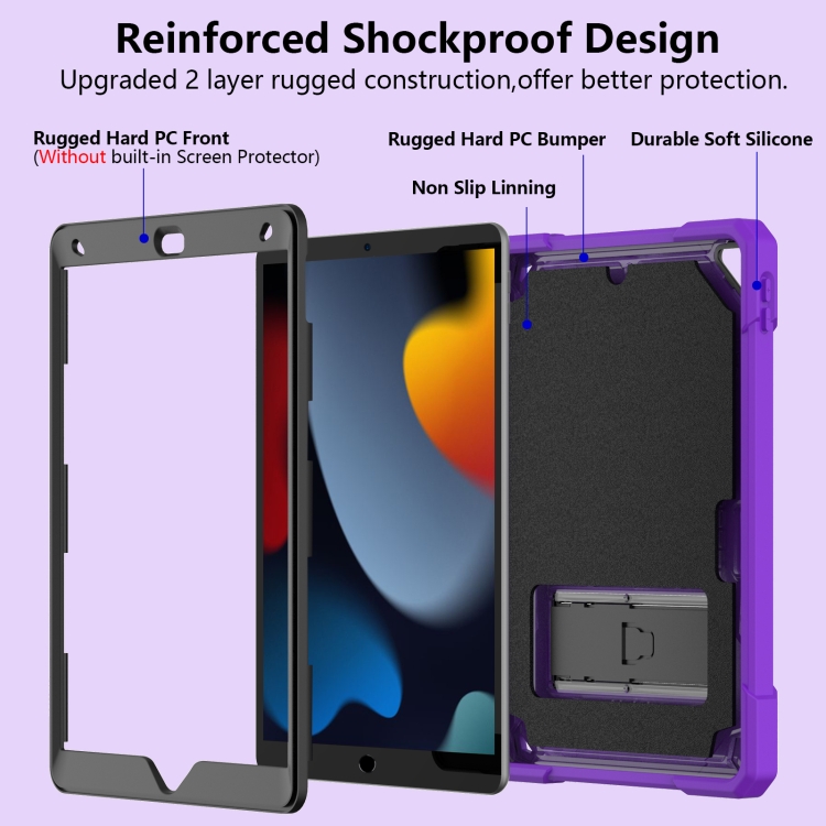 For iPad 10.2 2019/2020/2021 Bumblebee Silicone+PC Shockproof Tablet Case with Holder(Purple) For iPad 10.2 2019/2020/2021 Bumblebee Silicone+PC Shockproof Tablet Case with Holder(Purple)