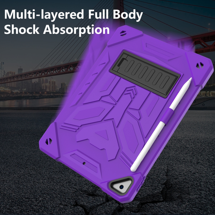 For iPad 10.2 2019/2020/2021 Bumblebee Silicone+PC Shockproof Tablet Case with Holder(Purple) For iPad 10.2 2019/2020/2021 Bumblebee Silicone+PC Shockproof Tablet Case with Holder(Purple)