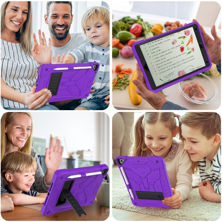 For iPad 10.2 2019/2020/2021 Bumblebee Silicone+PC Shockproof Tablet Case with Holder(Purple) For iPad 10.2 2019/2020/2021 Bumblebee Silicone+PC Shockproof Tablet Case with Holder(Purple)