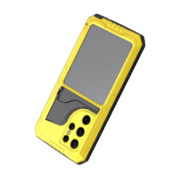 For Samsung Galaxy S22 Ultra 5G Metal + Silicone Phone Case with Screen Protector(Yellow) For Samsung Galaxy S22 Ultra 5G Metal + Silicone Phone Case with Screen Protector(Yellow)