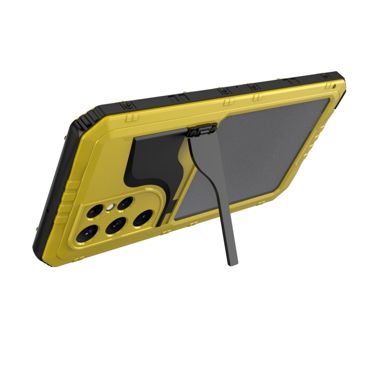 For Samsung Galaxy S22 Ultra 5G Metal + Silicone Phone Case with Screen Protector(Yellow) For Samsung Galaxy S22 Ultra 5G Metal + Silicone Phone Case with Screen Protector(Yellow)