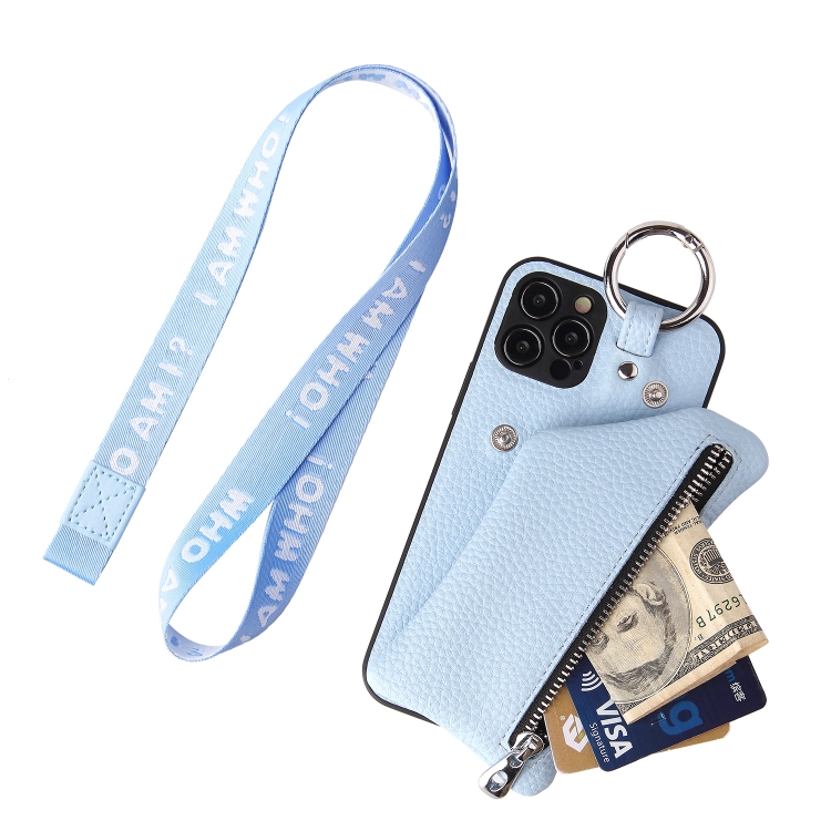 For iPhone 11 Pro Max Detachable Zippered Coin Purse Phone Case with Lanyard(Blue) For iPhone 11 Pro Max Detachable Zippered Coin Purse Phone Case with Lanyard(Blue)