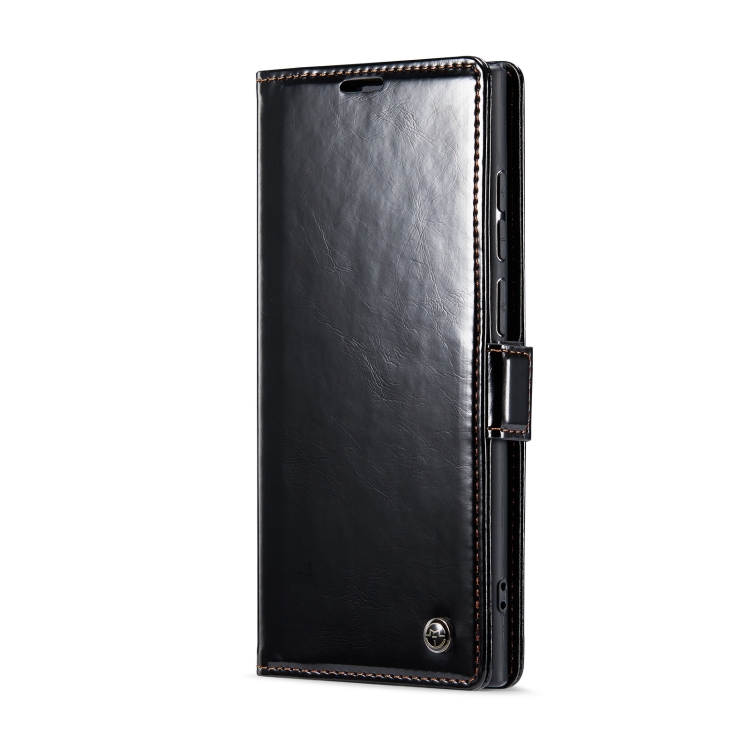 For Samsung Galaxy S22 Ultra 5G CaseMe 003 Crazy Horse Texture Leather Phone Case(Black)