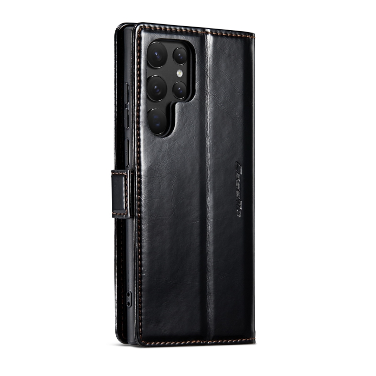 For Samsung Galaxy S22 Ultra 5G CaseMe 003 Crazy Horse Texture Leather Phone Case(Black)