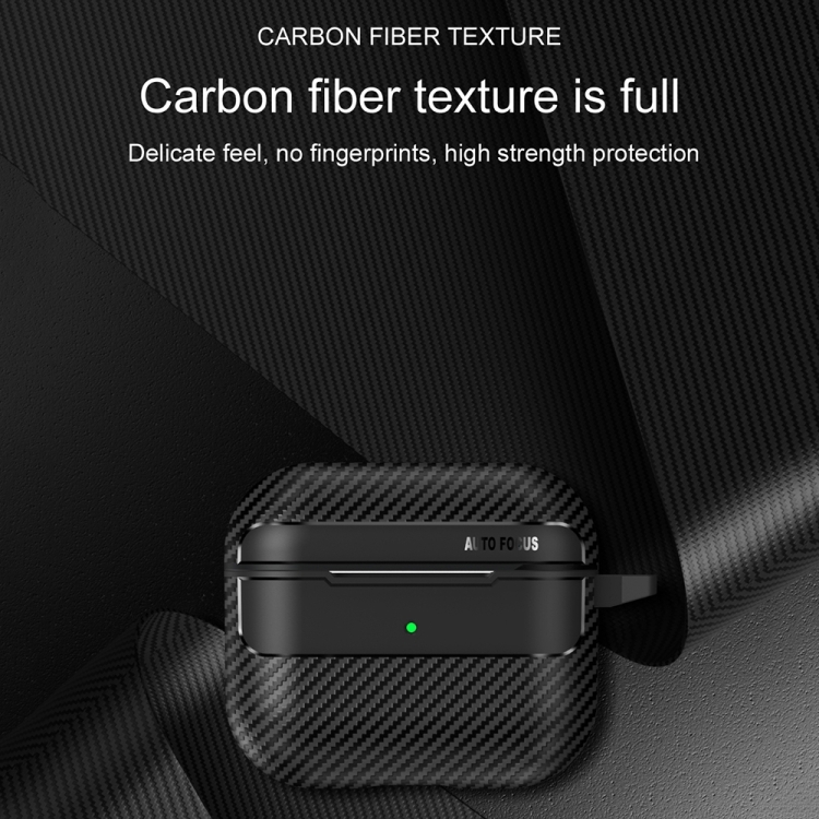 Para AirPods Pro 2 Funda protectora para auriculares anticaída con textura  de fibra de carbono (negro)