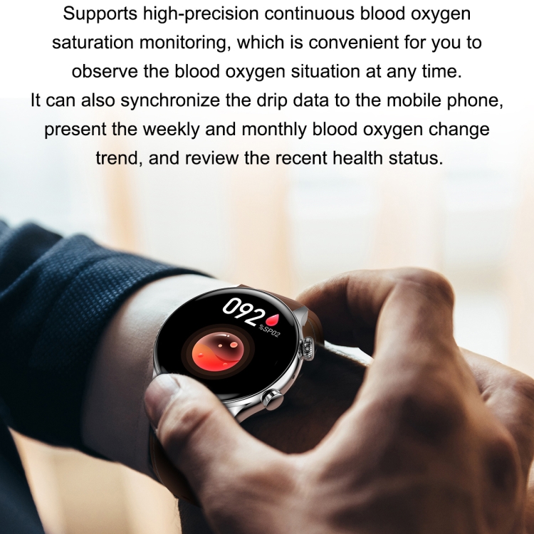 Ochstin 5HK8 Pro 1.36 pulgadas Pantalla redonda Oxígeno en la sangre Monitoreo de la presión arterial Reloj inteligente Bluetooth, Correa: Acero (Plata) - B2