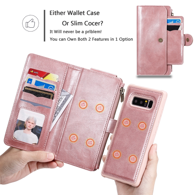 For Galaxy Note 8 Multifunctional Retro Detachable Magnetic Horizontal Flip Leather Case with Card Slots & Holder & Wallet & Photo Frame(Rose Gold) For Galaxy Note 8 Multifunctional Retro Detachable Magnetic Horizontal Flip Leather Case with Card Slots & Holder & Wallet & Photo Frame(Rose Gold)