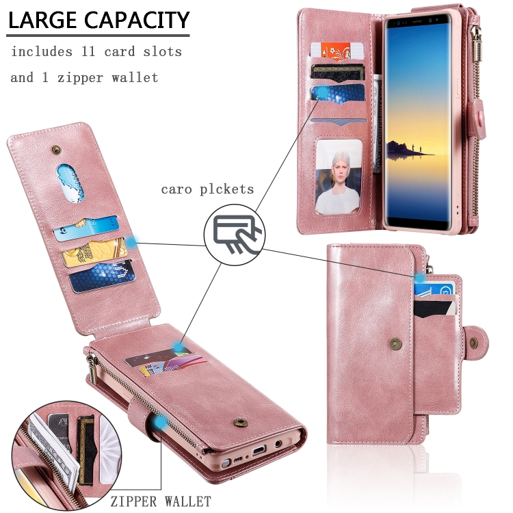 For Galaxy Note 8 Multifunctional Retro Detachable Magnetic Horizontal Flip Leather Case with Card Slots & Holder & Wallet & Photo Frame(Rose Gold) For Galaxy Note 8 Multifunctional Retro Detachable Magnetic Horizontal Flip Leather Case with Card Slots & Holder & Wallet & Photo Frame(Rose Gold)