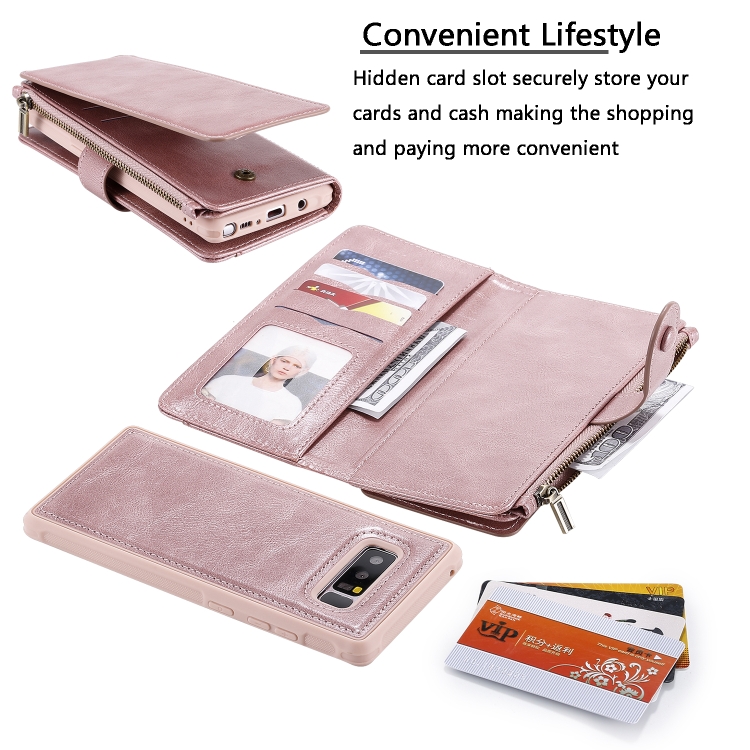 For Galaxy Note 8 Multifunctional Retro Detachable Magnetic Horizontal Flip Leather Case with Card Slots & Holder & Wallet & Photo Frame(Rose Gold) For Galaxy Note 8 Multifunctional Retro Detachable Magnetic Horizontal Flip Leather Case with Card Slots & Holder & Wallet & Photo Frame(Rose Gold)